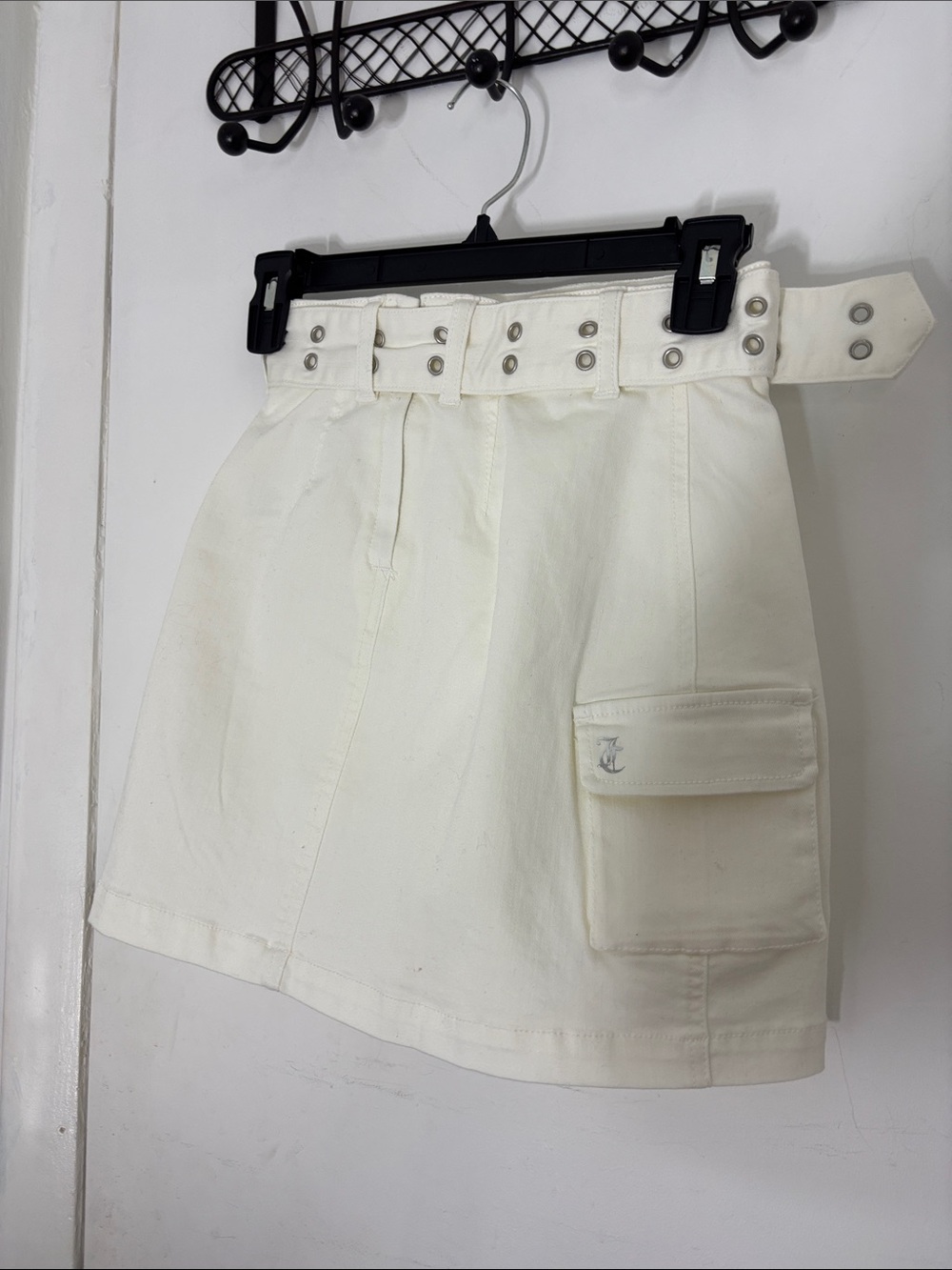 Juicy Couture Off-White Cargo Mini Skirt with Belt
